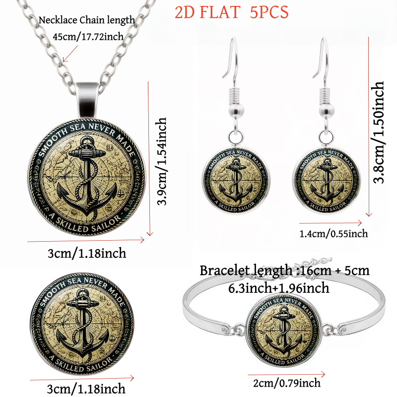 Nautical-Themed Women's Jewelry Set with Anchor Design